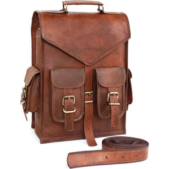 ANUENT Handmade Leather Satchel Backpack for MenLeather Messenger